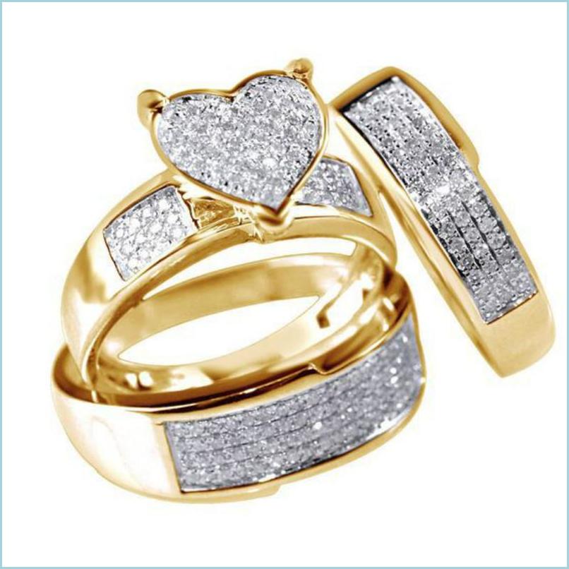 

Band Rings Gorgeous Sparkling 18K Gold Plated Two-Tone Heart Sapphire Ring Bridal Wedding Party Size 5-11 Drop Delivery 2022 Jewelry Dhx7G