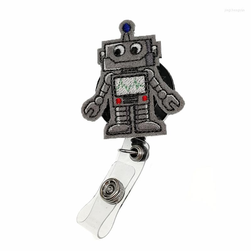 

Brooches Felt Robot Retractable Badge Reel Felty Decorative Accessory ID Name Holder With Clip