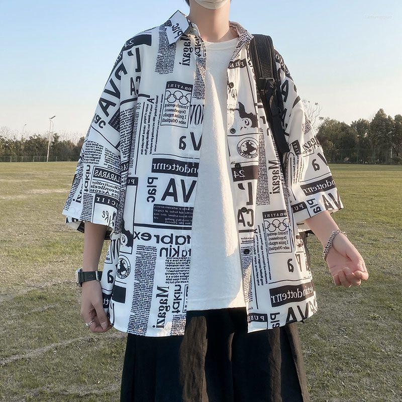 

Men's Casual Shirts Men's Short-sleeved Shirt For Men Women Hong Kong Style Japan Wild Handsome Summer Korean Loose Fall Trend Plus, 31137 balck