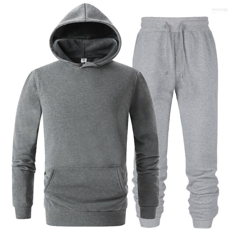 

Men's Tracksuits Casual Men's Suit Hoodies Sweatshirts Solid Color Cotton Two Piece Women Sports Jogging Running Hoodie Sets Tracksuit, Silver