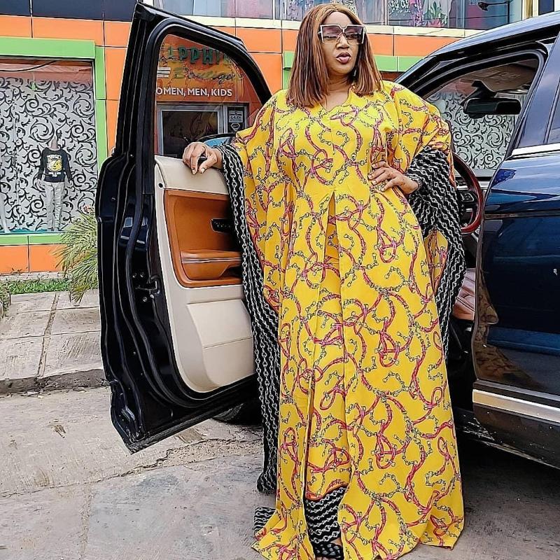 

Casual Dresses 2022 African Mom Dress Fashion Chiffon Fabric Digital Printed Wide Leg Pants Two-piece Set 2 Orders, Yellow