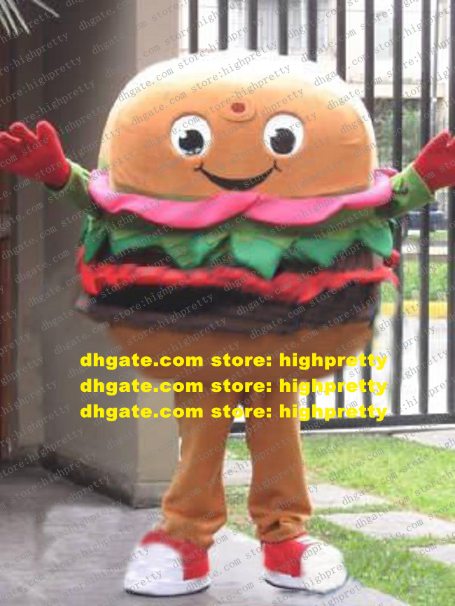 

Sweet Brown Hamburger Bread Mascot Costume Mascotte Burger Bun HAM Panettone Ciabatta With Colorful Interlayer No.643, As in photos