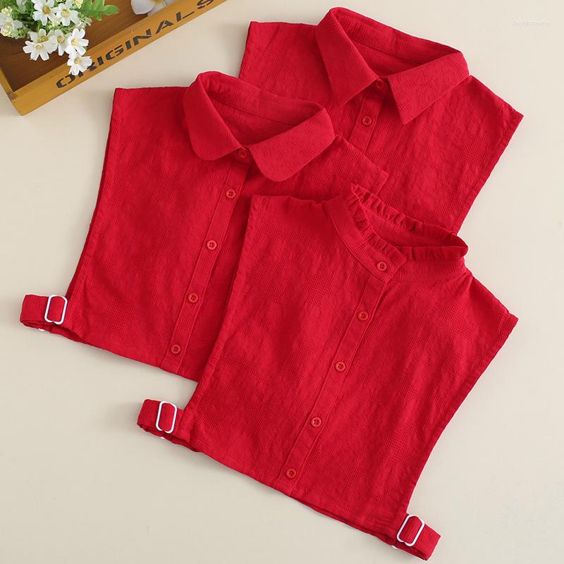 

Bow Ties 2022 Women Striped Floral Cotton Removable Ruffles Shirt False Detachable Collar Elegant Fake Cardigan Button Blouse Tops