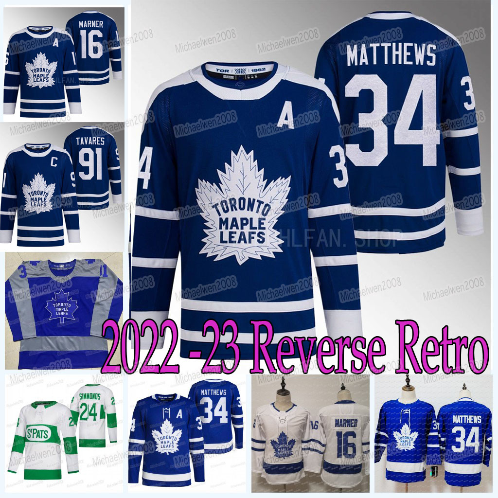 

Toronto Auston Matthews 2022-23 Reverse Retro Jersey Maple Leafs Mitchell John Tavares Marner William Nylander Jason Spezza Wayne Simmonds Ilya Samsonov