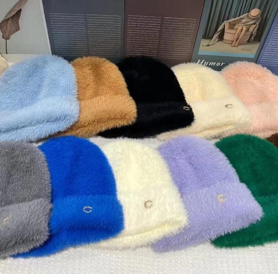 

2022 Fashion Rabbit Fur Beanies Hats Women Multicolor Knitted Caps Winter Warmth Woolen Hat Designer Luxury Solid Color Skull Cap Plush Beanie 12 Color, This link is not only for sale
