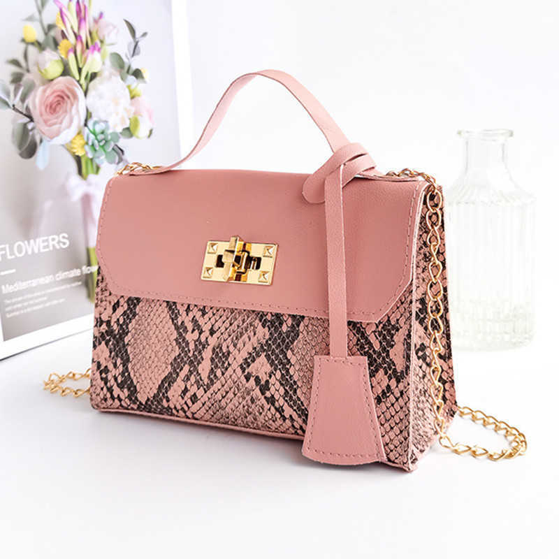 

2022 Messager Bag for Women Trend Luxury Handbags Camera Female PU Leather Snake Print Chain Ladies Crossbody Shoulder Bags, Black