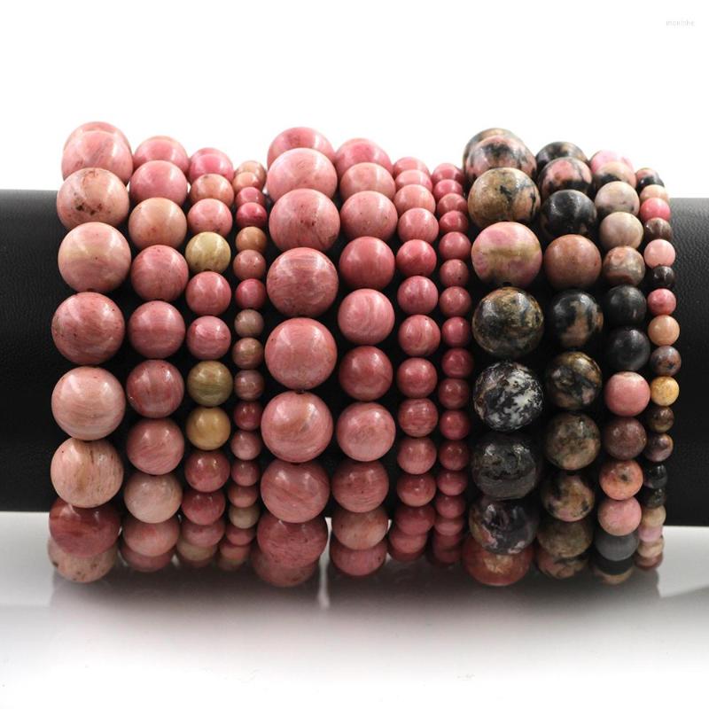 

Strand Red Rhodonite Beaded Stretch Bracelets 4-10mm Natural Stone Round Classic Pink Bracelets&Bangle For Women Lucky Jewelry