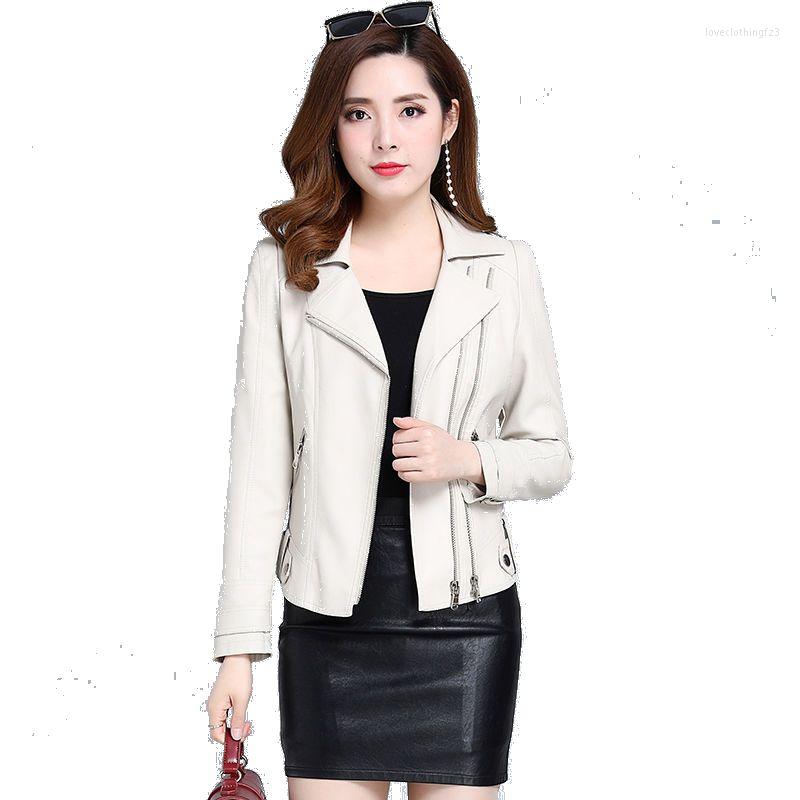 

Women's Leather Women's Jacket 2022 Spring And Autumn Clothing Short Slim Coat Female Plus Size 6XL Black
