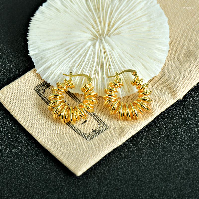 

Hoop Earrings Korean Version Of The Spiral Winding Women's Gold Cool Wind Metal Fashion All-match