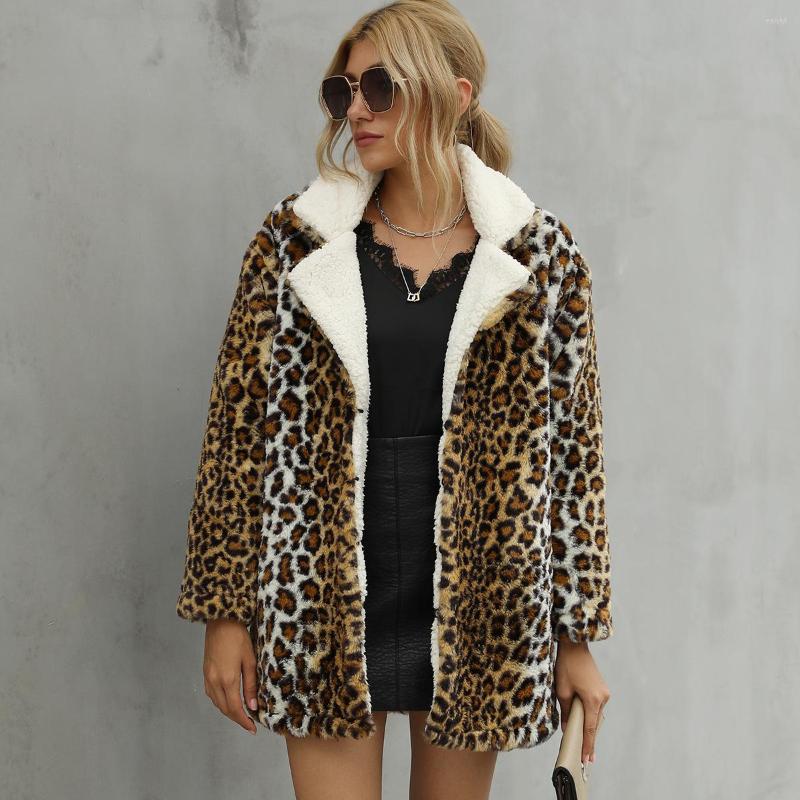 

Women' Fur Women' Leather Coat Leopard Print Stud For Autumn And Winter Plush Faux