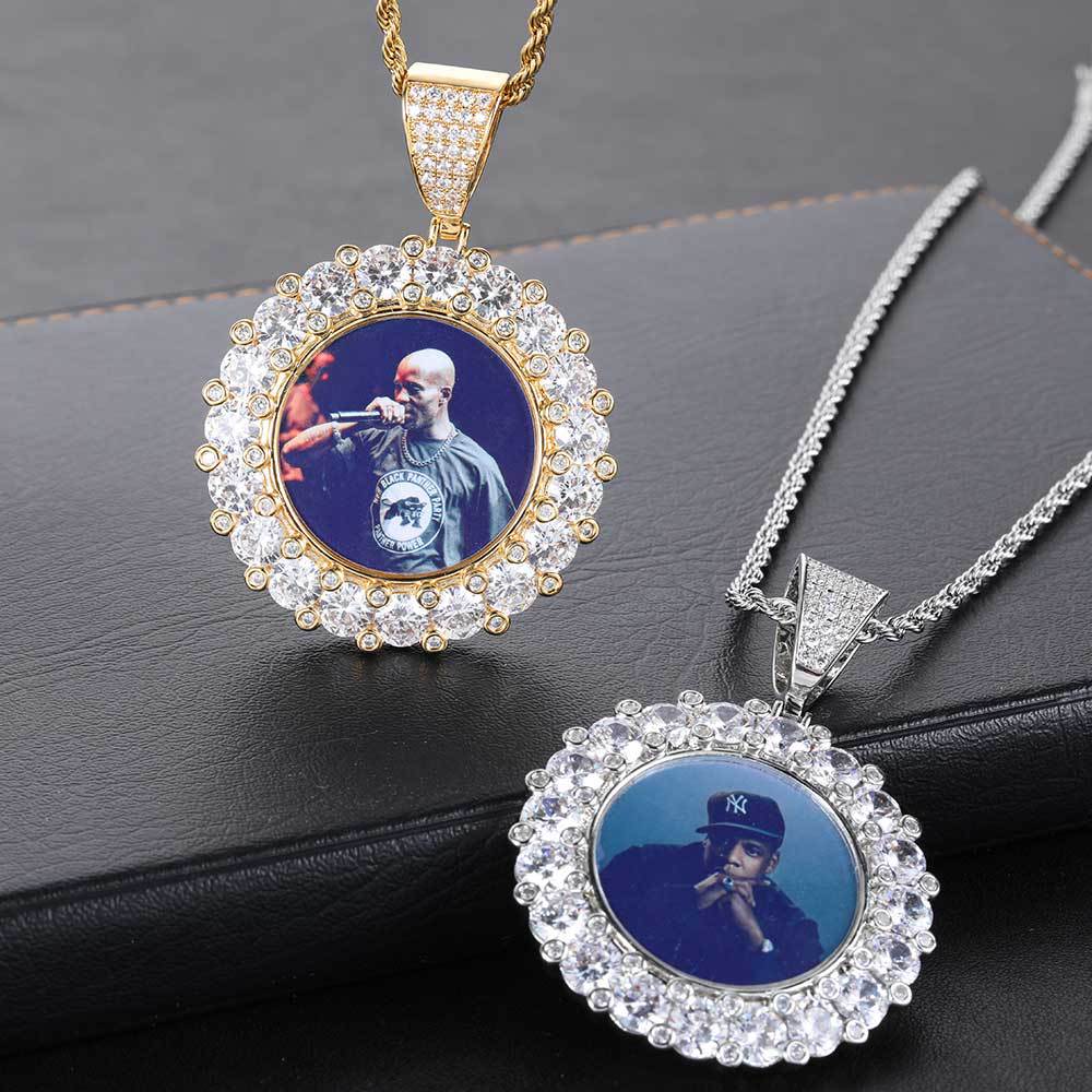 

DIY Hip Hop Custom Photo Pendant Necklace Bling Zircon 18K Real Gold Plated Jewelry