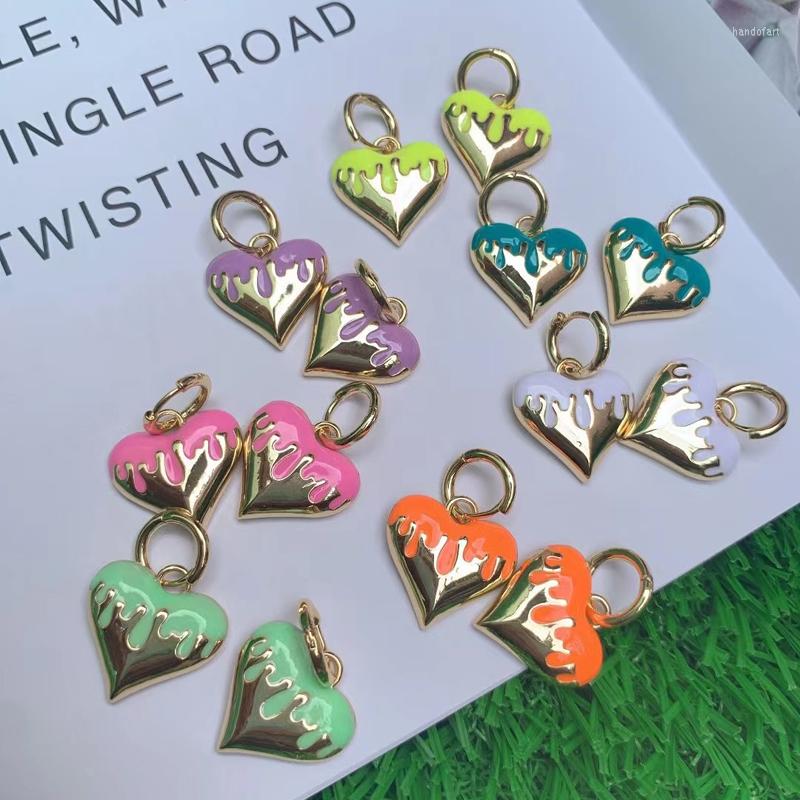 

Hoop Earrings 5Pcs/Lot Decorative Plated Brass Color Heart Enamel