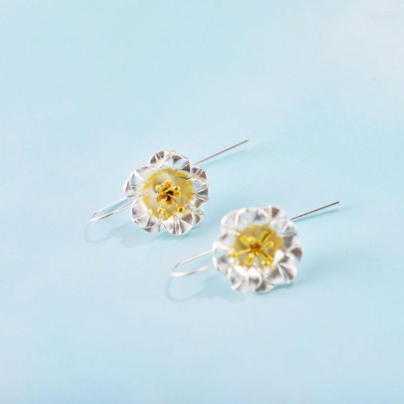 

Hoop Earrings MeibaPJ Real S925 Sterling Silver Simple Small Fresh Sun Flower Trend Versatile Exquisite Gift Jewelry