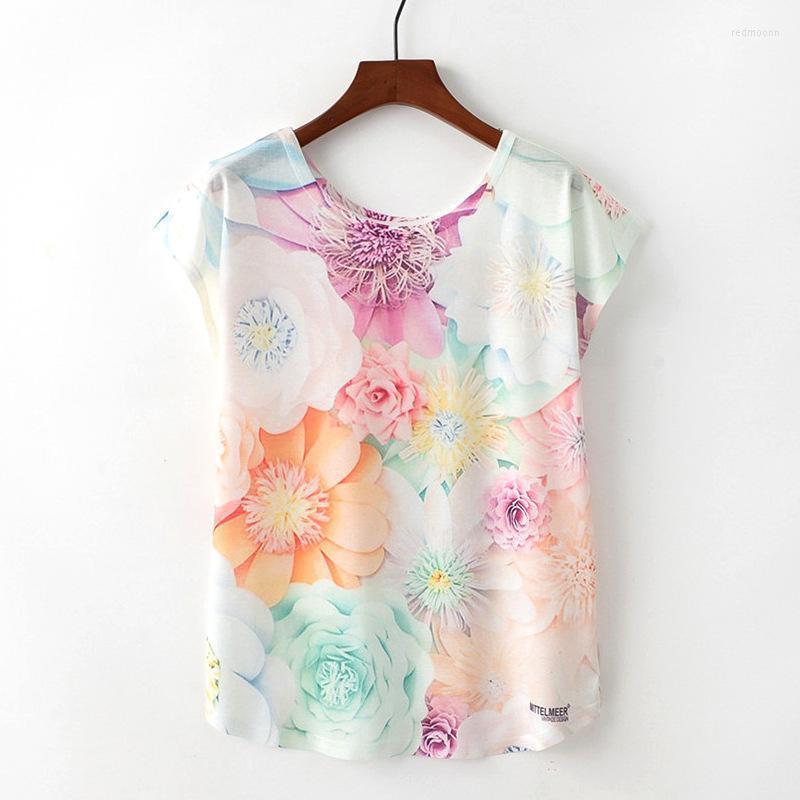 

Women's T Shirts Women's T-Shirt Korean Style Women Shirt Novelty Harajuku Kawaii Cute Flower Print Short Sleeve Tops Camiseta Mujer, K611