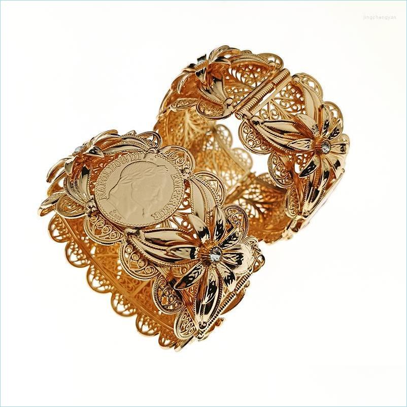 

Bangle Bangle Algerian Metal Flower Bracelet Robe Cuff Gold Plated Arabian Wedding Bridal Jewelry Moroccan Banquet Womens Giftbangle Dhi75