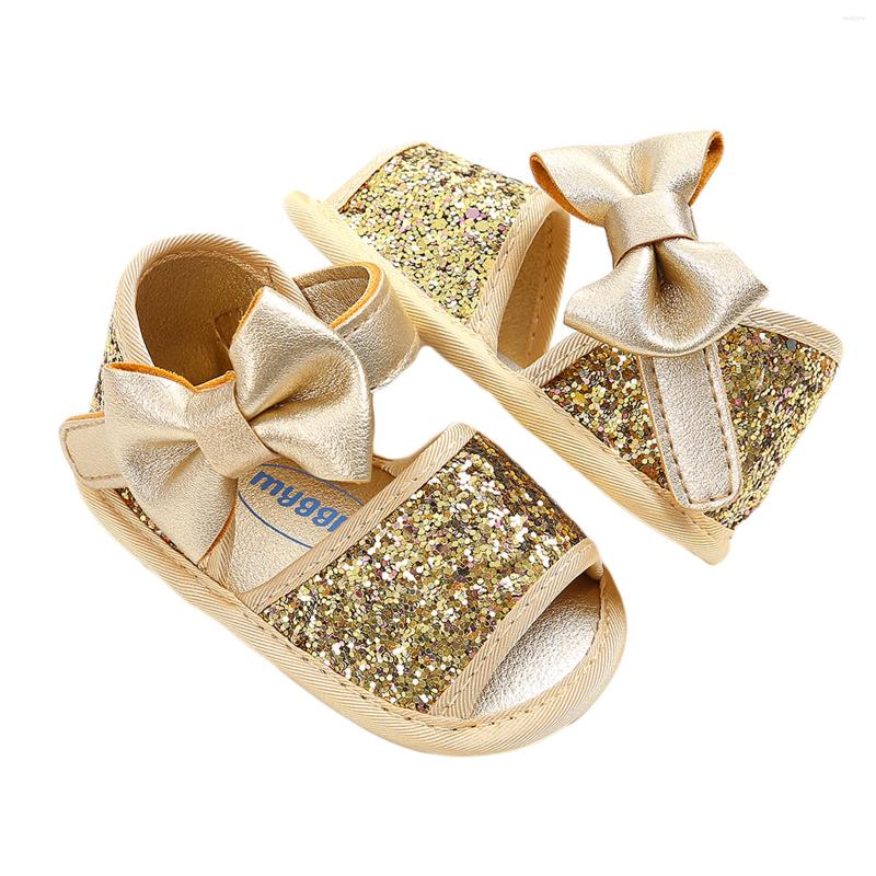 

First Walkers Born Baby Girls Sandals Princess Lovely Sequin Walker Shoes With Bow Headband Children Prewalker Footwear, Gold
