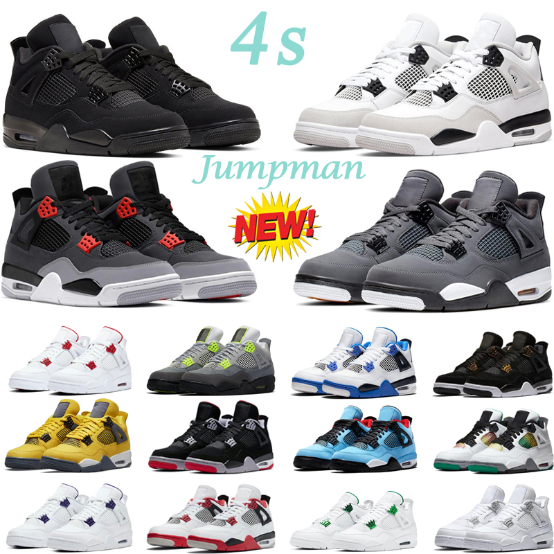 

basketball shoes 4 4s mens sneakers women trainers Sail Thunder Red Metallic Safety Orange Silt Red Bordeaux Neon Military Black, #25 noir