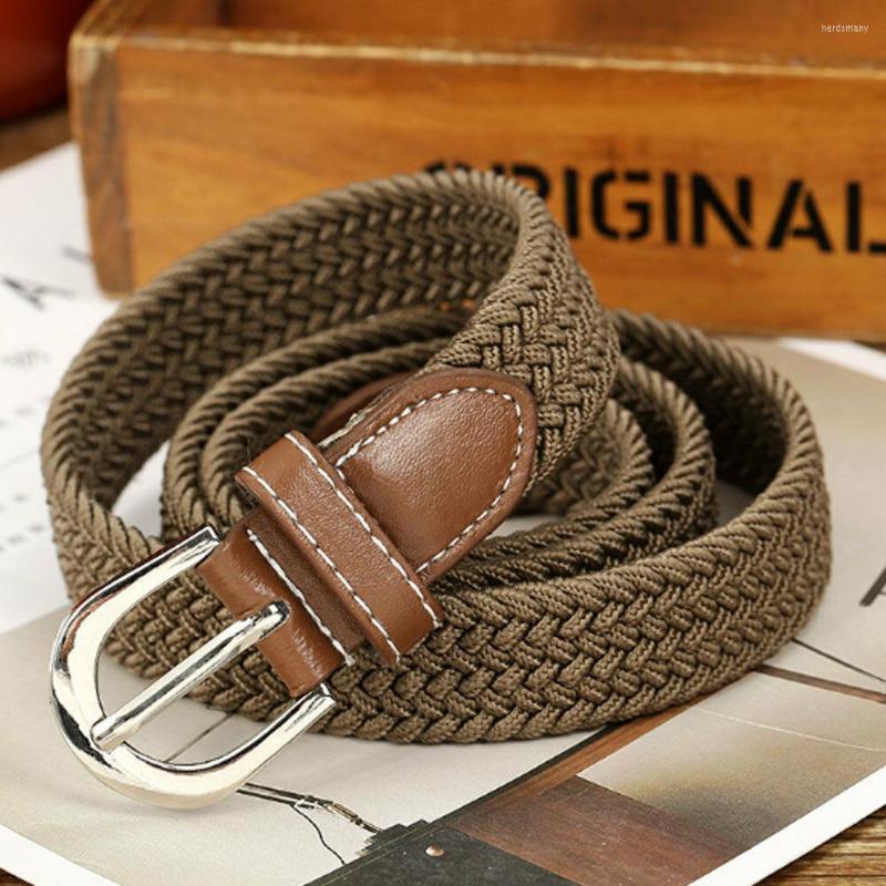 

Belts Fashion Stretch Braided Woven Canvas Buckle Belt Waistband Waist Straps Men Women Decor, Black