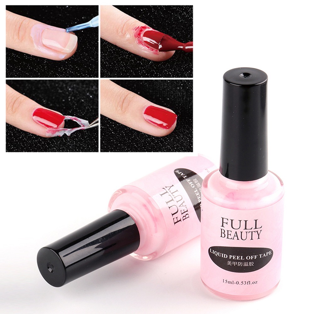 

15ML Peel Off Nail Latex Anti-Overflow Glue Edge Protection Nail Care Tool Tape Fast Dry Manicure Varnish With Tweezers