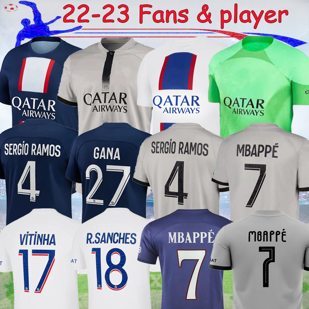 

16-XXL WIJNALDUM SERGIO RAMOS 22 23 MBAPPE soccer jerseys 2022 2023 Psgs DI MARIA HAKIMI fourth Maillots de football 18 19 retro kit ICARDI VERRATTI shirt Men kids kits, 22-23 away player