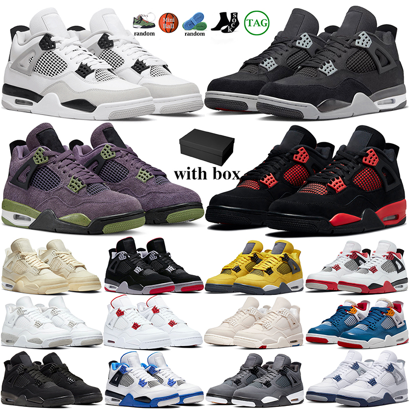 

with box 4s basketball shoes women men 4 Military Black Cat White Oreo Fire Red Thunder Sail Canyon Purple Royalty Infrared Metallic Canvas Bred sports sneakers, 26
