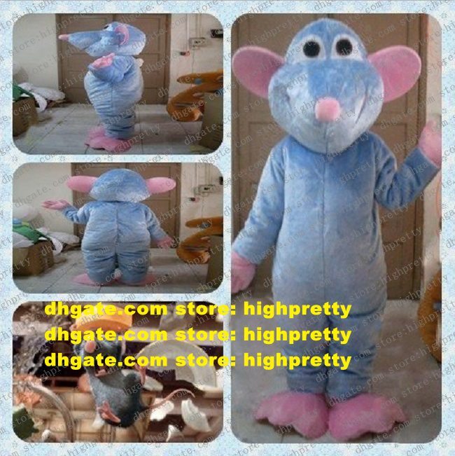 

Funny Blue Ratatouille Remy Mascot Costume Mascotte Rat Mice Mouse Mouselet With Small Pink Nose Happy Face No.2856, As in photos