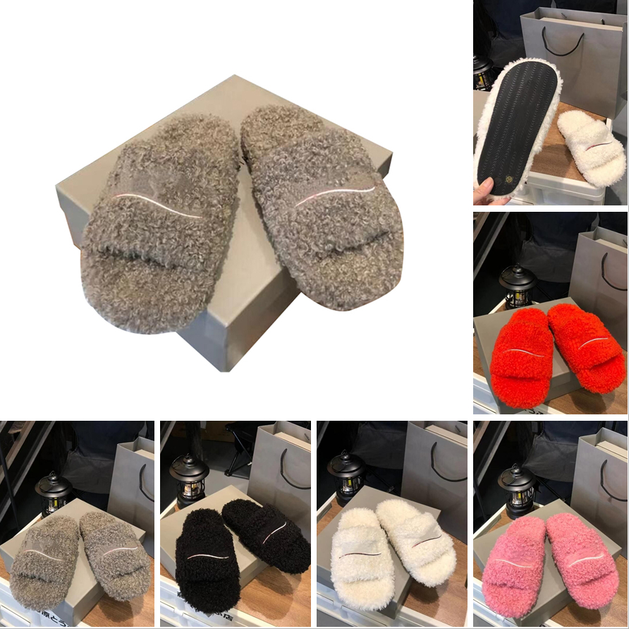 

Letters Slipper Wool Slippers Luxury Designer Sandals Women Ladies Winter Fur Fluffy Furry Warm Comfortable Fuzzy Size 35-42
