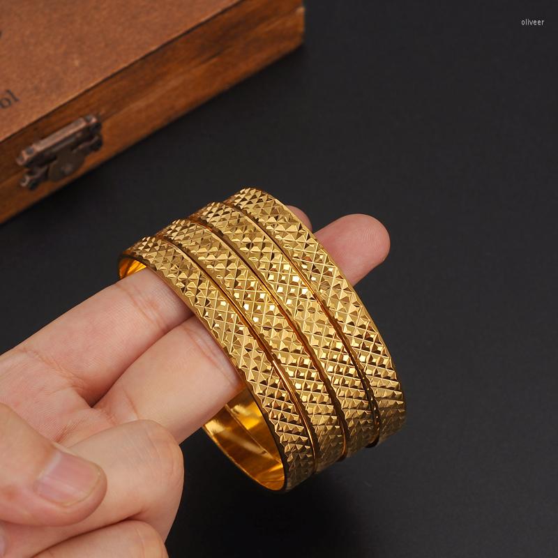 

Bangle 4PCS Dubai Gold Jewelry Bangles For Ethiopian Bracelets Chinese Wedding Bridal Women Men Girks Gift