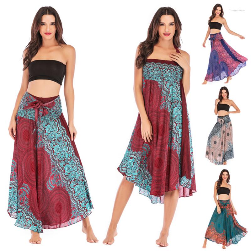 

Stage Wear Belly Dance Cosplay Costumes For Women Sexy Lady Skirts Loose Floral Print Performance Bohemia Beach Elegant 2022, Color4