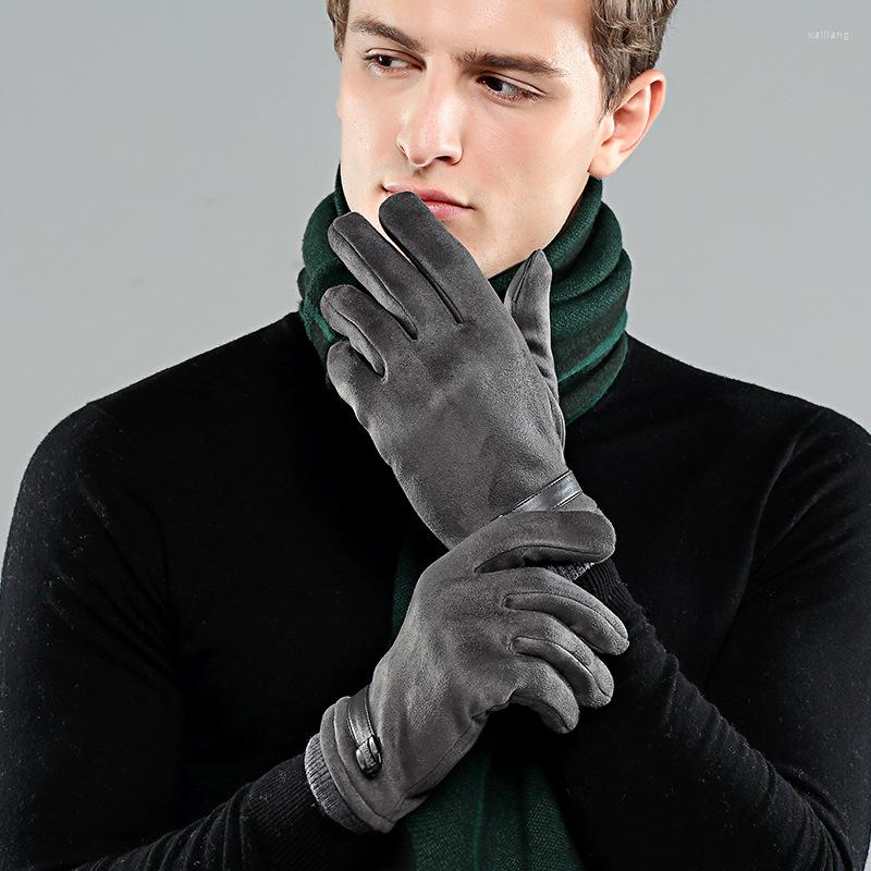

Five Fingers Gloves M MISM 2022 Fashion Man Warm Chamois Elegant Thicken Male Designer Mittens Winter Glove For