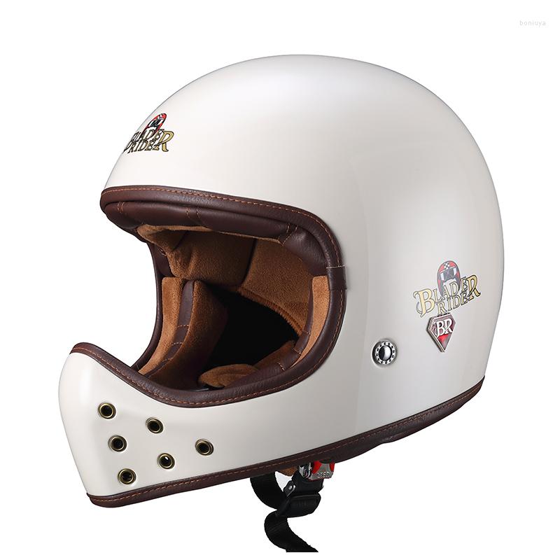 

Motorcycle Helmets BEON Black Knight Helmet Retro Carbon Fiber Fiberglass Winter Men BR-50