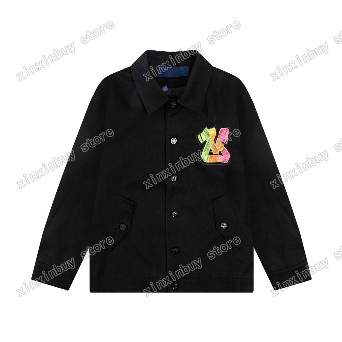 

xinxinbuy Men designer Coat Jacket Gradient Color letter embroidery long sleeve women Black blue gray S-2XL, Multi