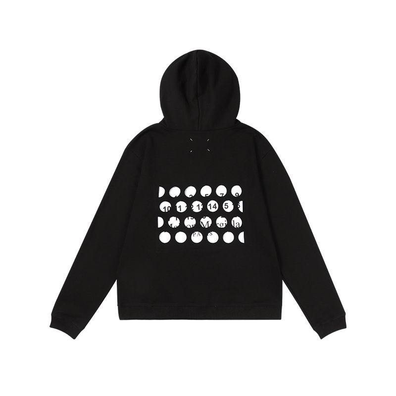 

Top version / Margiela MM6 hollow hole digital Margiela hooded men and women's loose-fitting hoodie, Black