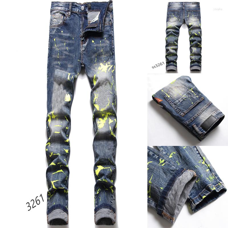 

Men's Jeans 2022 Men's High Quality Cotton Biker Summer Straight Slim Fit Stretch, Blue