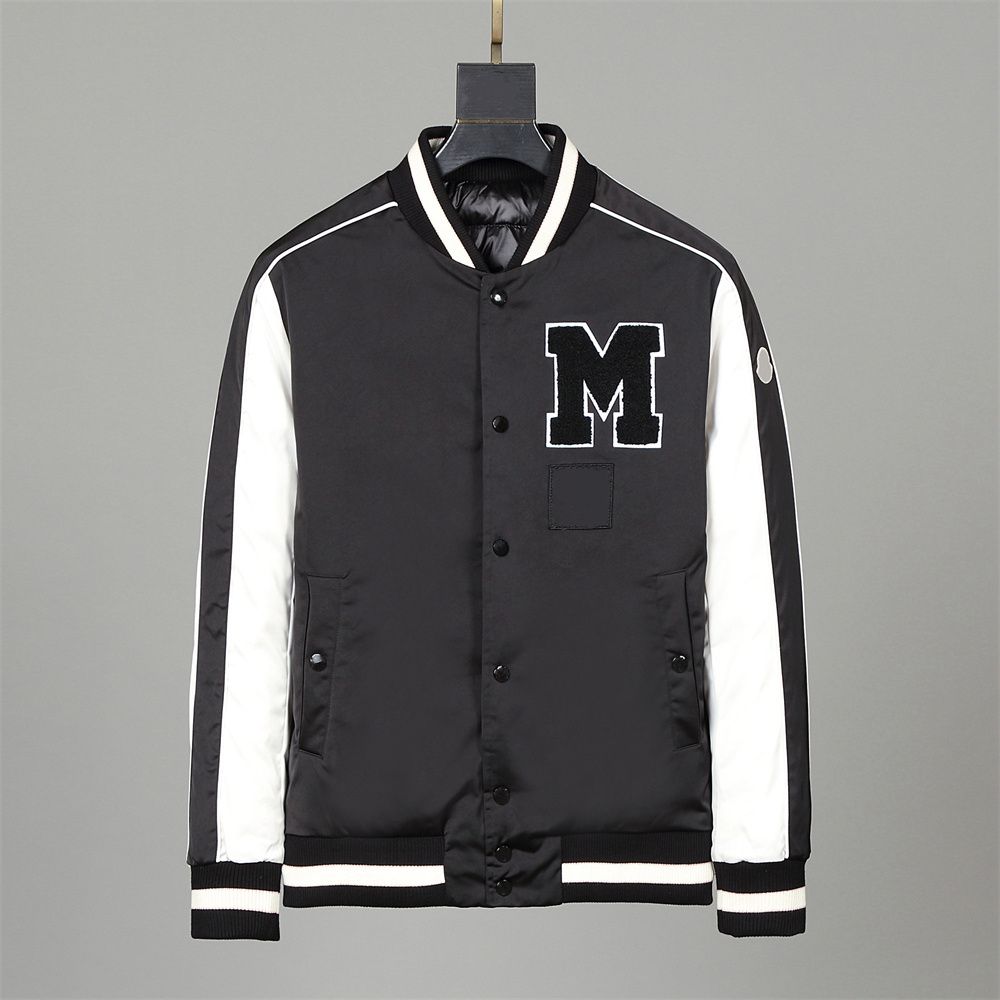 

2022 new Winter 2023 New Men's Color Contrast Reversible Baseball Suit Fashion Down Jacket, Black