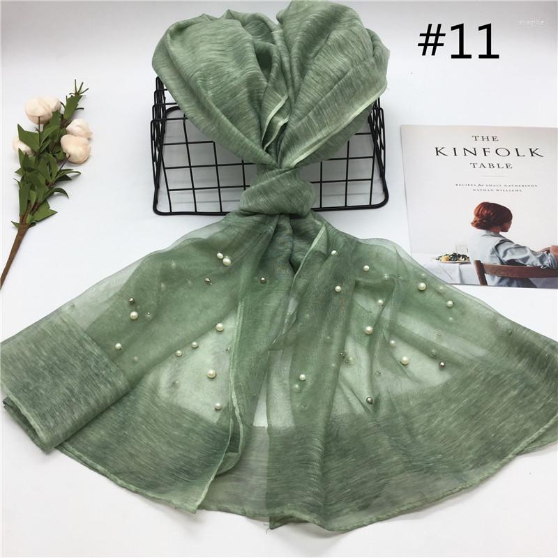 

Scarves Luxurious Plain Pearls Hijabs Women Viscose Silklike Solid Shawl Scarf Muslim Head Wraps Elegant 10pcs/lot Fast