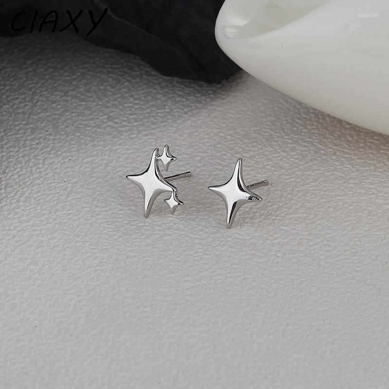 

Stud Earrings CIAXY Silver Color Asymmetric Four-pointed Star For Women Super Fairy Earring Simple Jewelry Gift