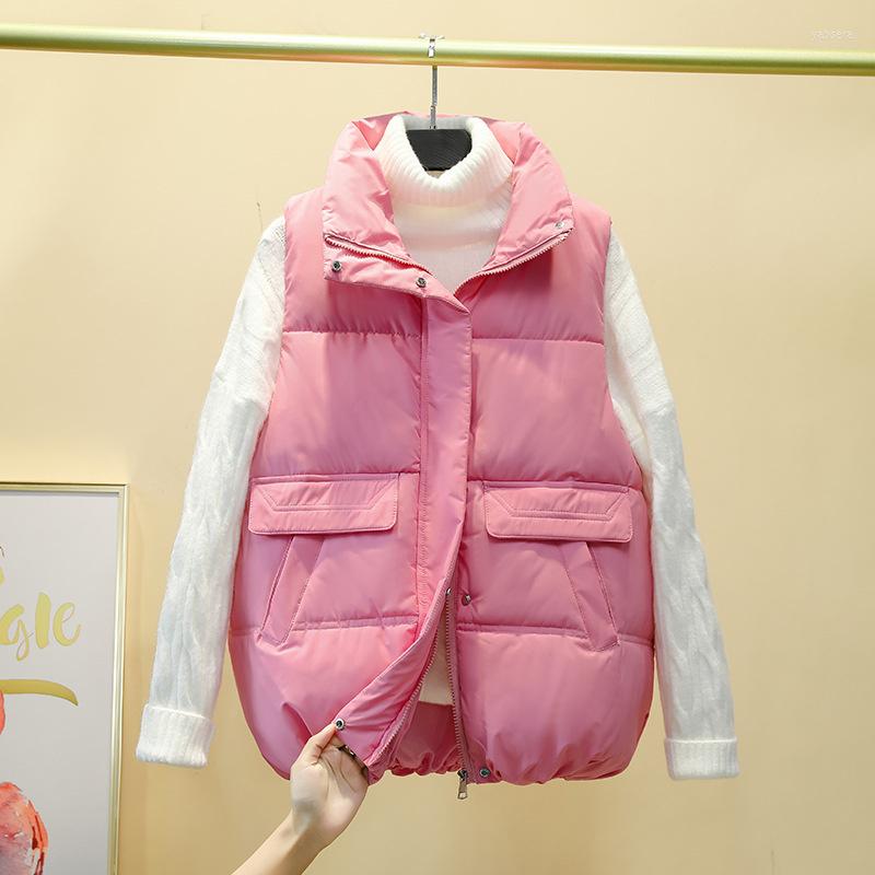 

Women's Vests Womens Down Cotton Autumn Winter Short Coats Sleeveless Padded Jackets Thick Warm Waistcoat Tops, White