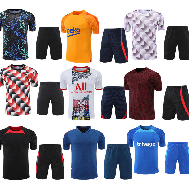 

2022 saka G.Jesus Benzema soccer survetement short sleeves 1/2 pants tracksuit MBAPPE LUKAKU training football shirt kit chandal set, 16