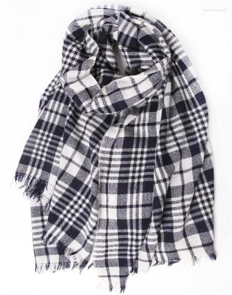 

Scarves Wool Blend Women Fashion Plaid Thick Scarfs Shawl Pashmina Super Large Size 100x200cm Black 6color