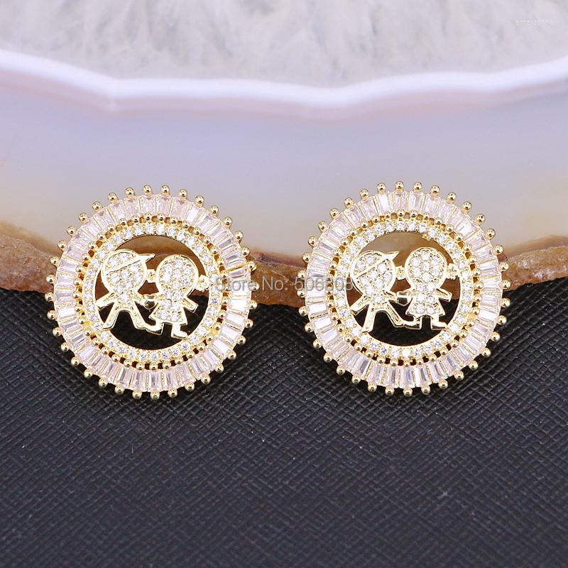 

Pendant Necklaces 5PCS ZYZ185-8750 Supplies For Jewelry Gold Color CZ Micro Pave Little Kids Girls Boys Charm Pendants Making