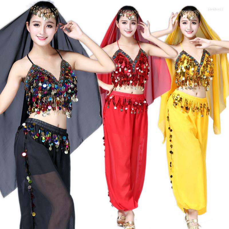 

Stage Wear 3 Piece Set Belly Dance Costumes For Women Bollywood Egyptian Dress Adults, Black