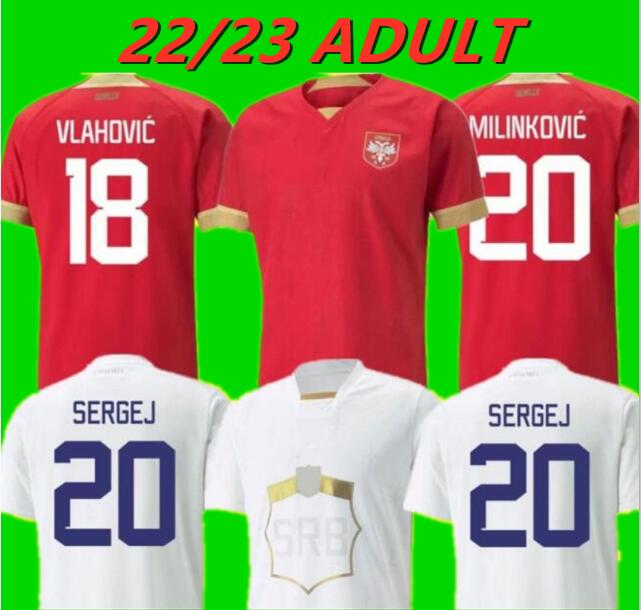 

2022 SERBIA Soccer Jerseys Vlahovic MILIVOJEVIC MITROVIC 22 23 TADIC KOLAROV SERGEL JOVIC national team Football Shirt 2023 srb kit MATIC vidic uniform