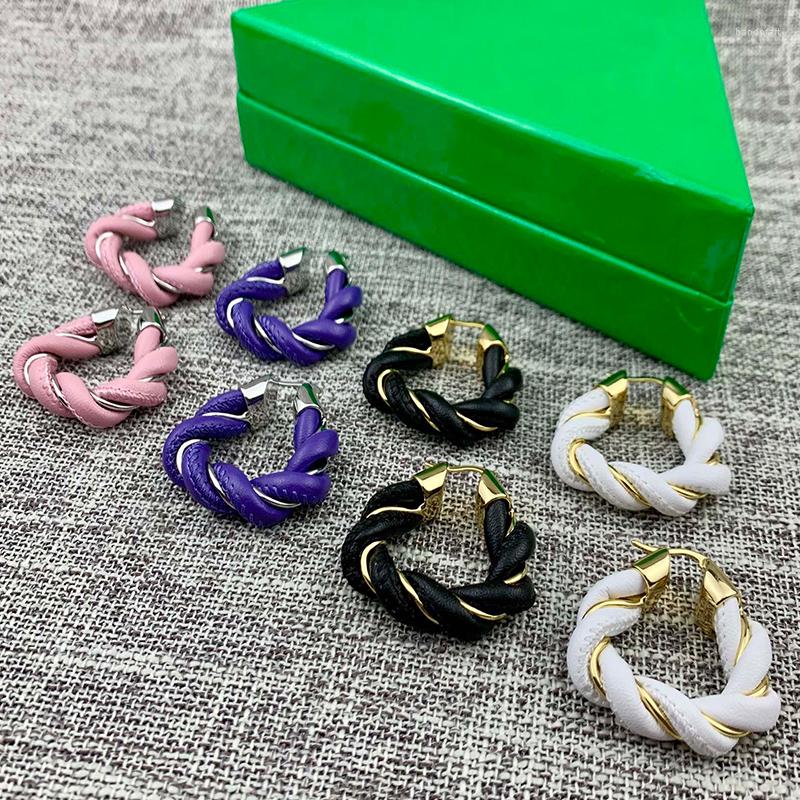 

Hoop Earrings Fashion Brand Women Triangle Punk Earring Colorful Leather Cross Luxury Party Banquet Accessories Gifr