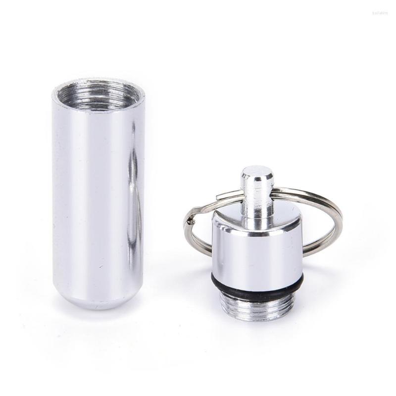 

Keychains 1Pc Silver Waterproof Aluminum Organizer Multifunction Keychain Tablet Box Container Stash Holder Case