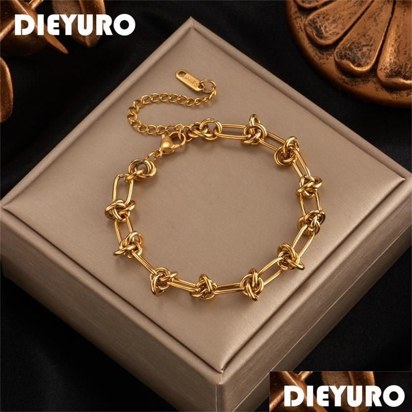 

Charm Bracelets 316L Stainless Steel Gold Sier Color Chain Bracelet For Women Classic Rust Proof Fashion Girl Wrist Jewelry Gift 220 Dh1Oc