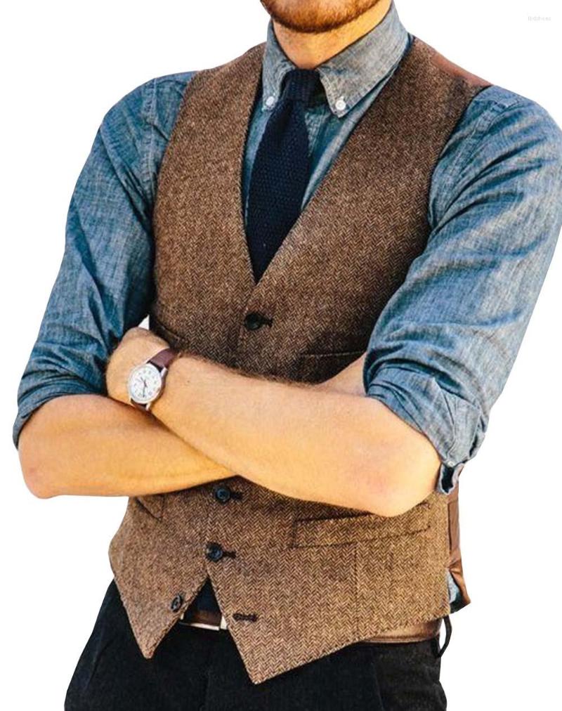 

Men's Vests Grown Tweed Men Suit Vest For Wedding Prom One Piece Custom Waistcoat V-Neck Casual Groom Tuxedo Coat Fashion Clothes, Black