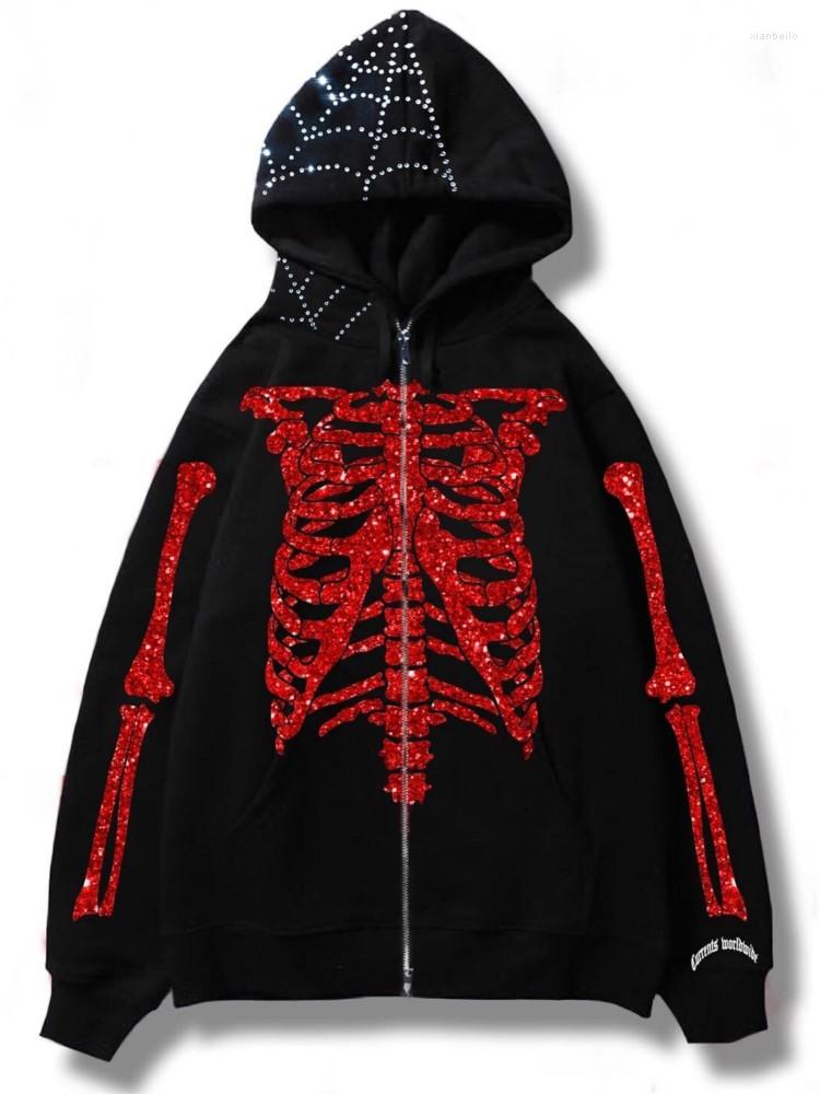 

Men's Hoodies Y2K Diamond Jacket Fall Long Sleeve Hoodie Sweatshirt Women's Reflective Glitter ZipUp Rhinestone Web Zip Cardigan, Black