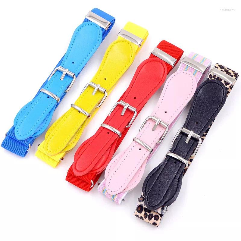 

Belts Children Candy Color Belt Girls/Boys Elastic Waist Metal Pin Buckle Kids Leather High Quality White/Red Strap