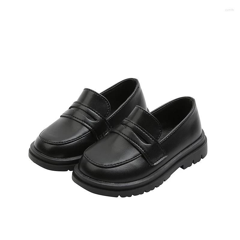 

Shorts Children Leather Shoes Kids Loafers Slip-on School Flats Casual Sneakers For Wedding Formal Occasions Party 21-36, Black